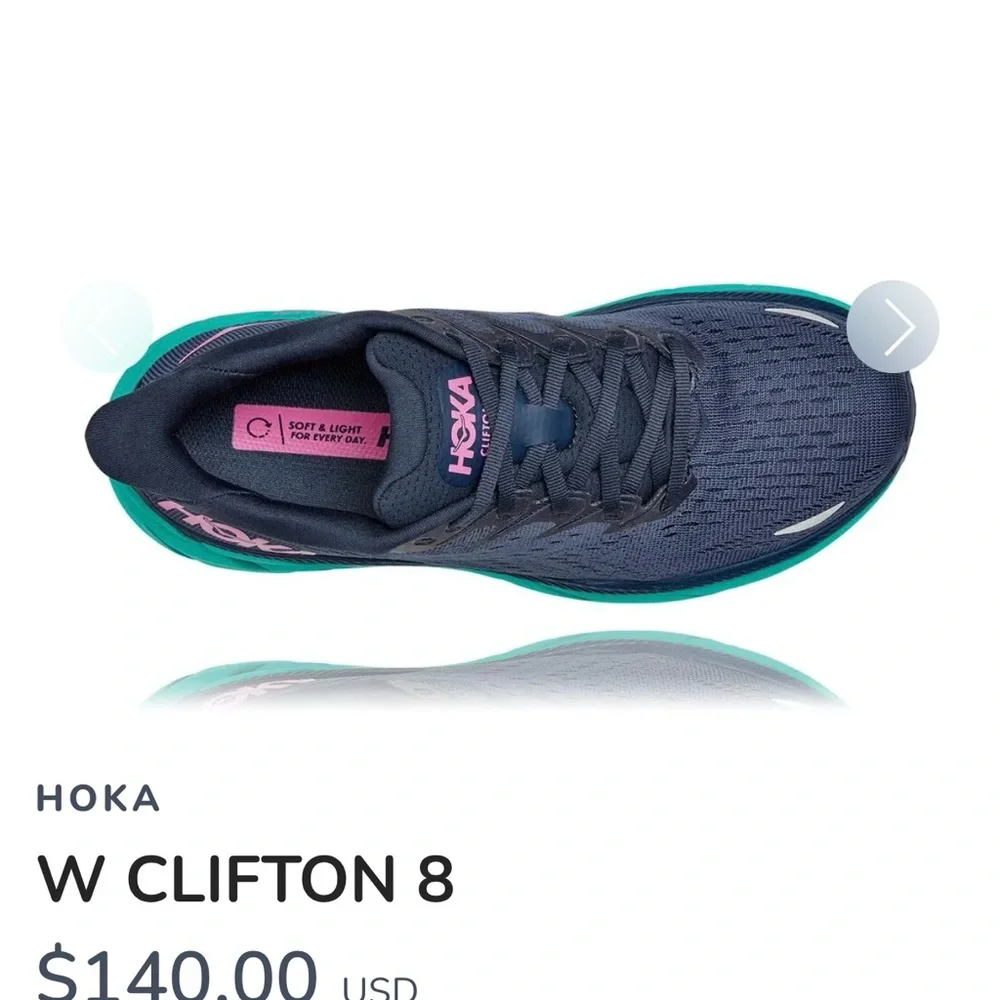 Hoka Clifton 8 Navy and Teal Sneakers - Picture 4 of 10